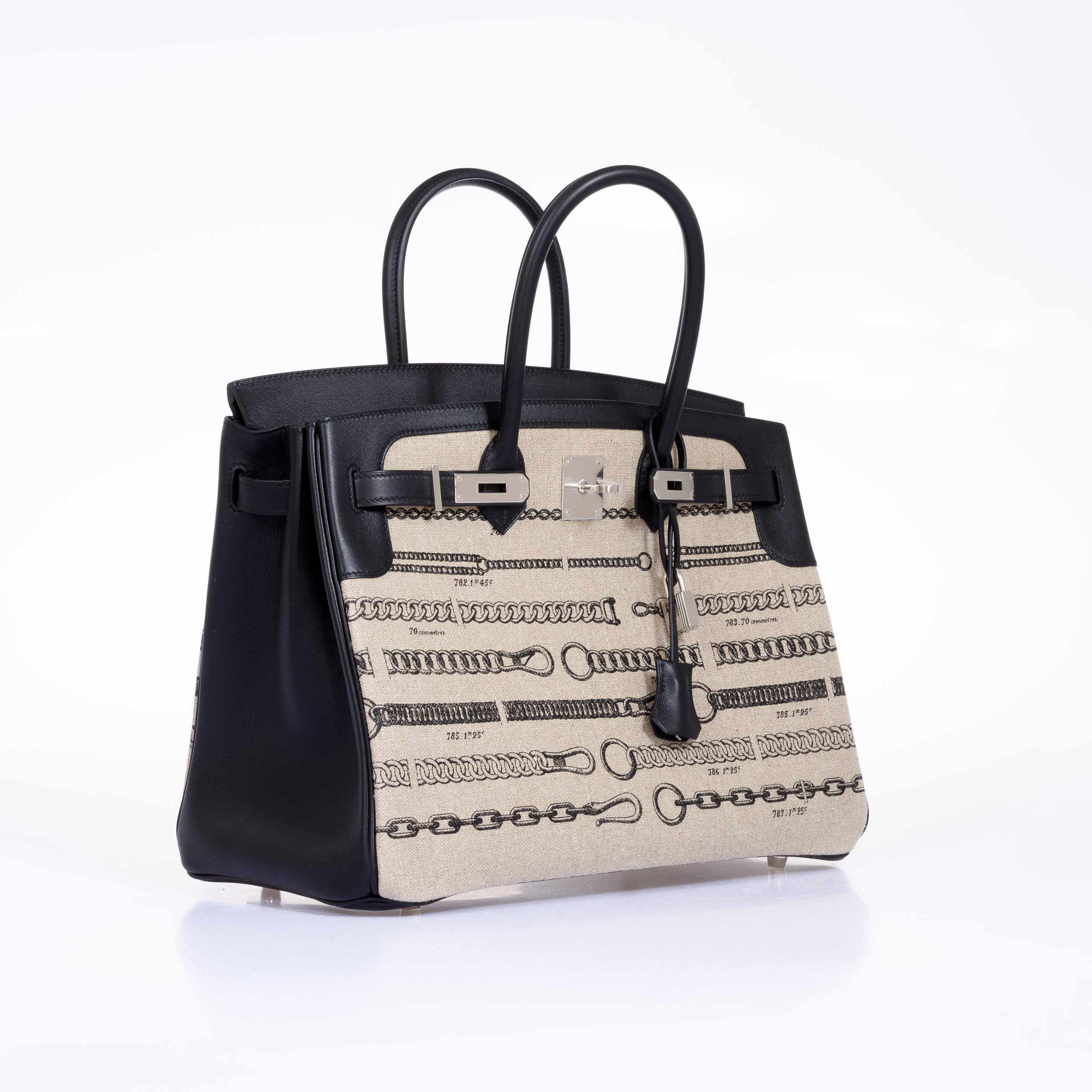 Hermès Birkin 35 De Camp Dechainee Toile And Black Veau Swift Palladium Hardware、mySite、garminoutage.com