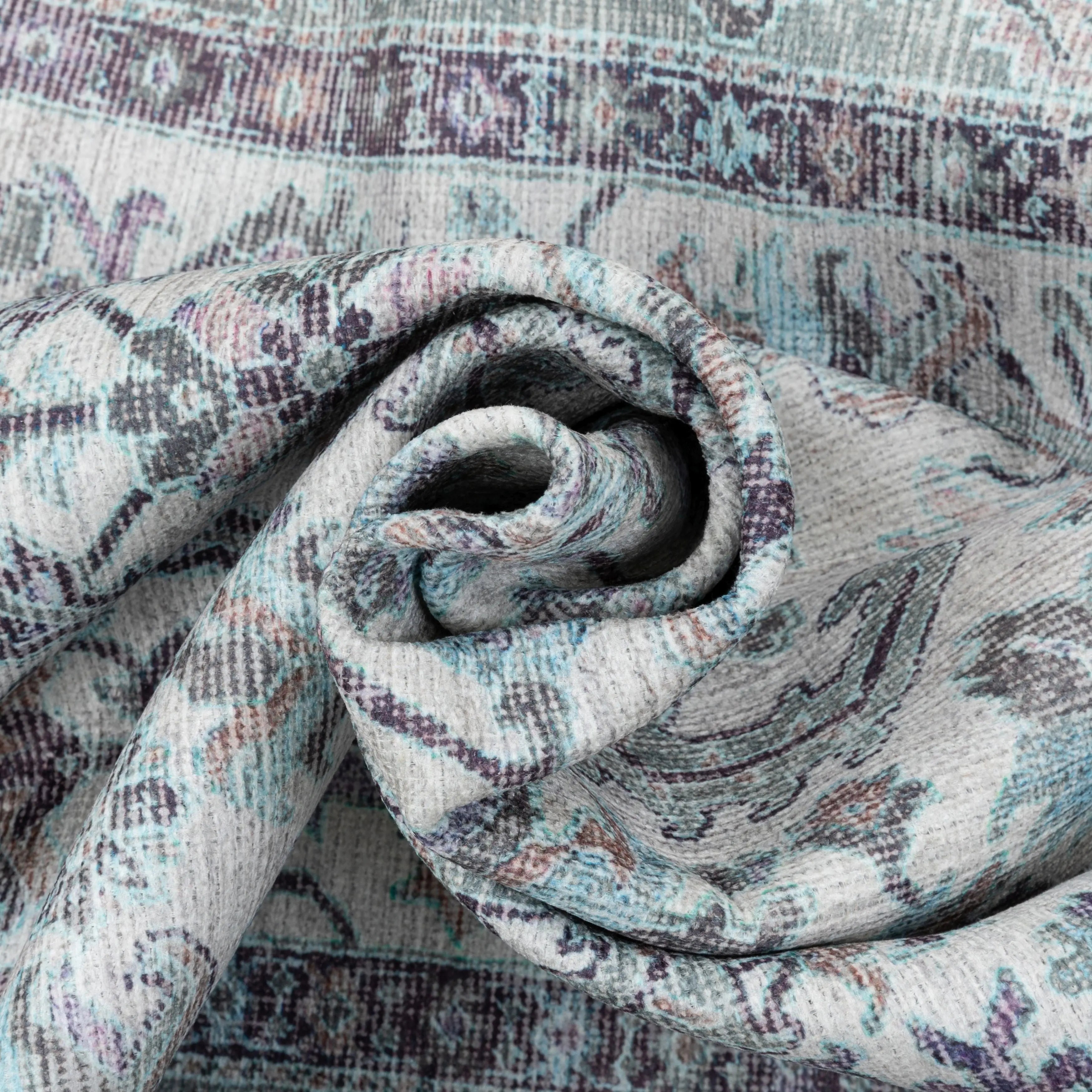 Macon Machine Washable Vintage Medallion Botanical Border Beige Flat-Weave Distressed 5'3 x 7'3 Rug、mySite、gigharbornorthrealestate