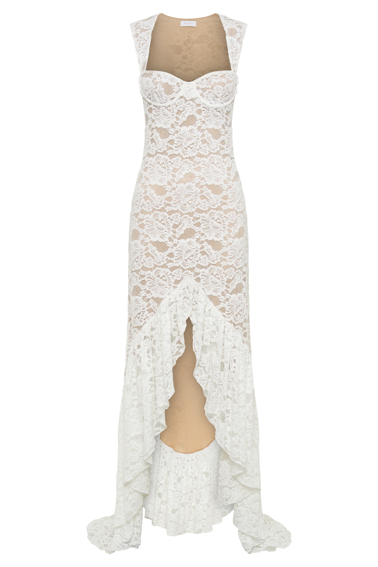 Elda Lace Plisse Maxi Dress - Ivory、mySite、solidvoid