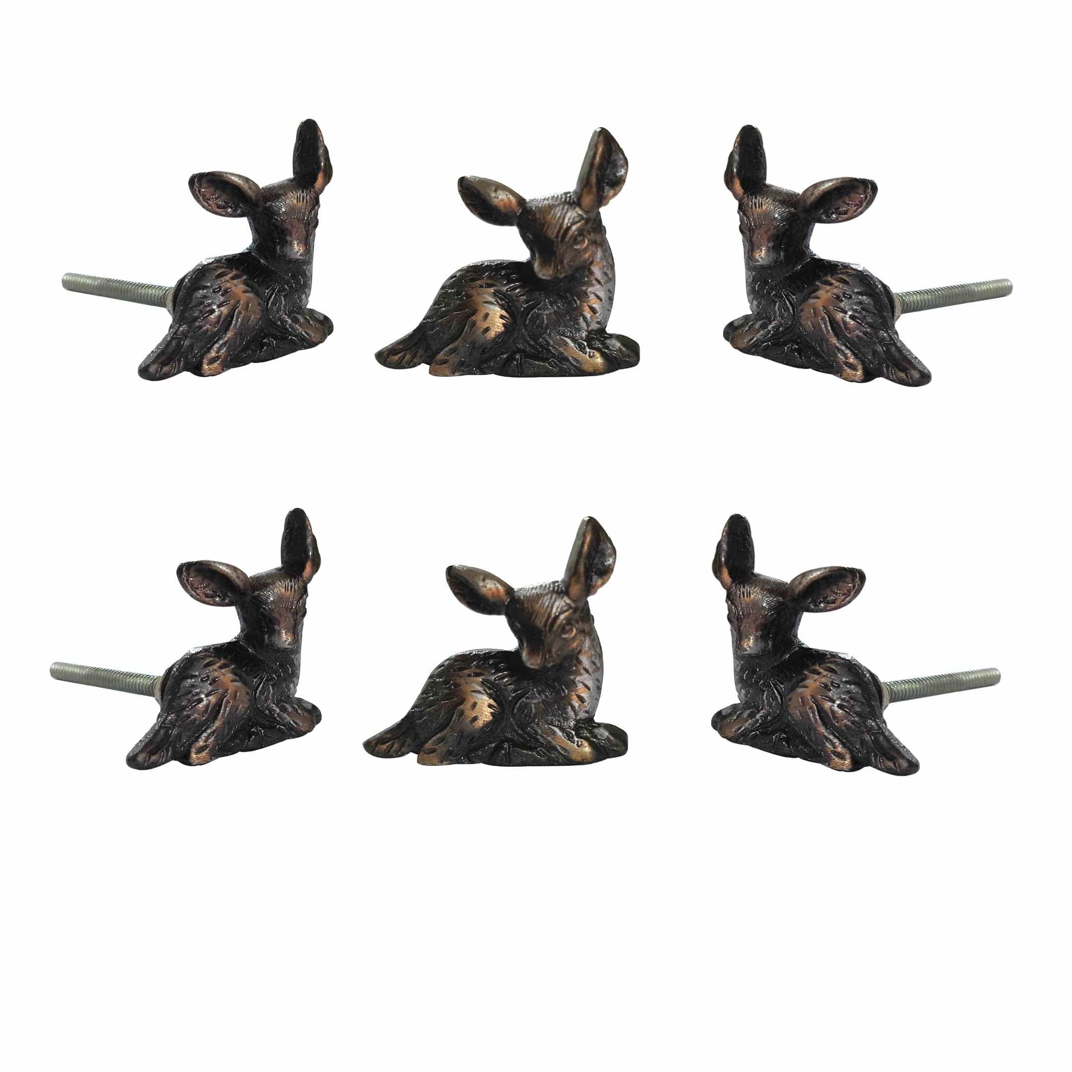 Deer Metal Drawer Pulls Knobs with Distressed Bronze Finish ( set of 6 )、mySite、g9winljtr