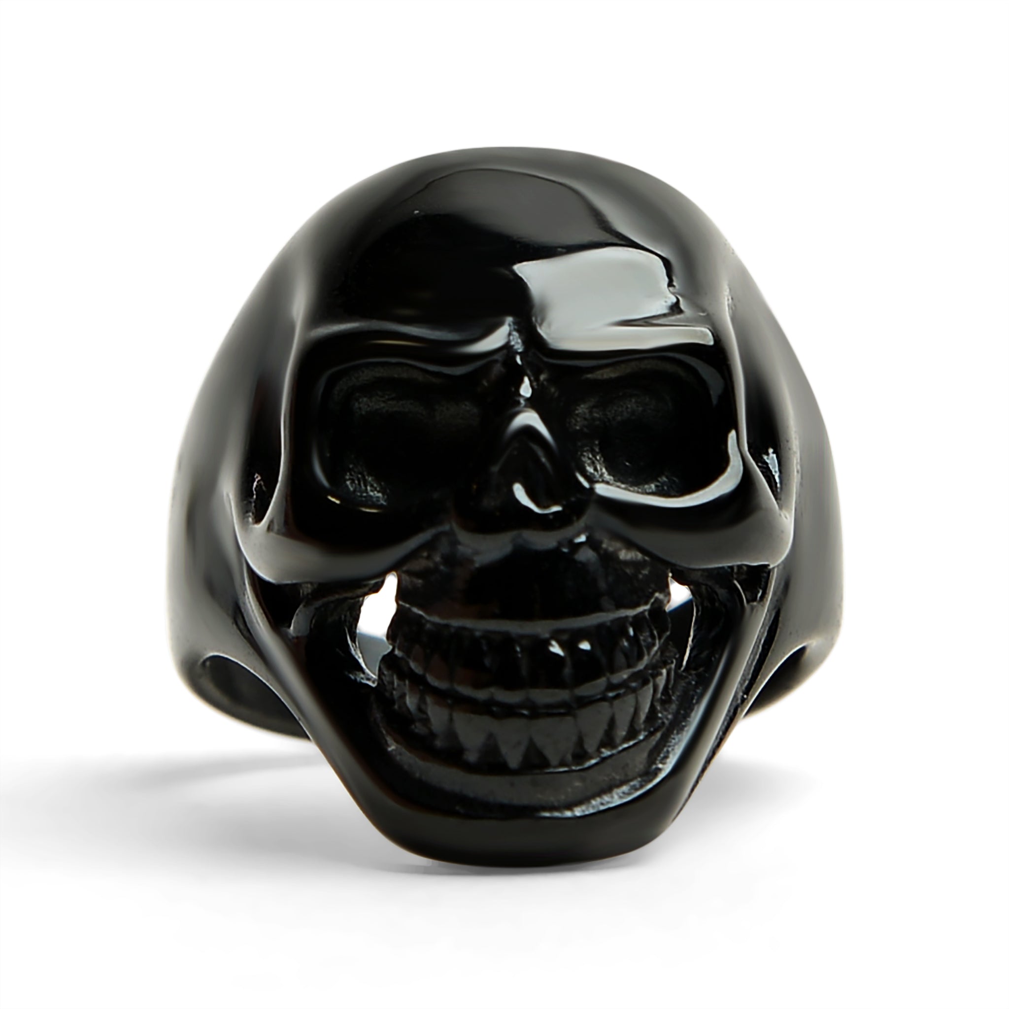 Black Grinning Skull Stainless Steel Ring / SCR4066、mySite、dreamappss