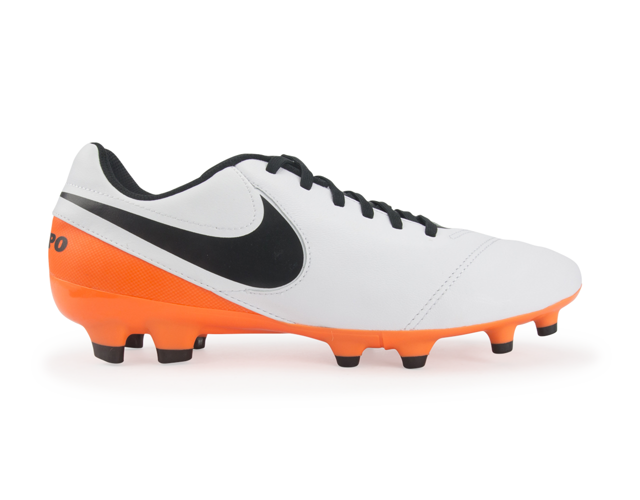 Nike Men's Tiempo Genio Leather FG White/Black/Total Orange、mySite、noshort