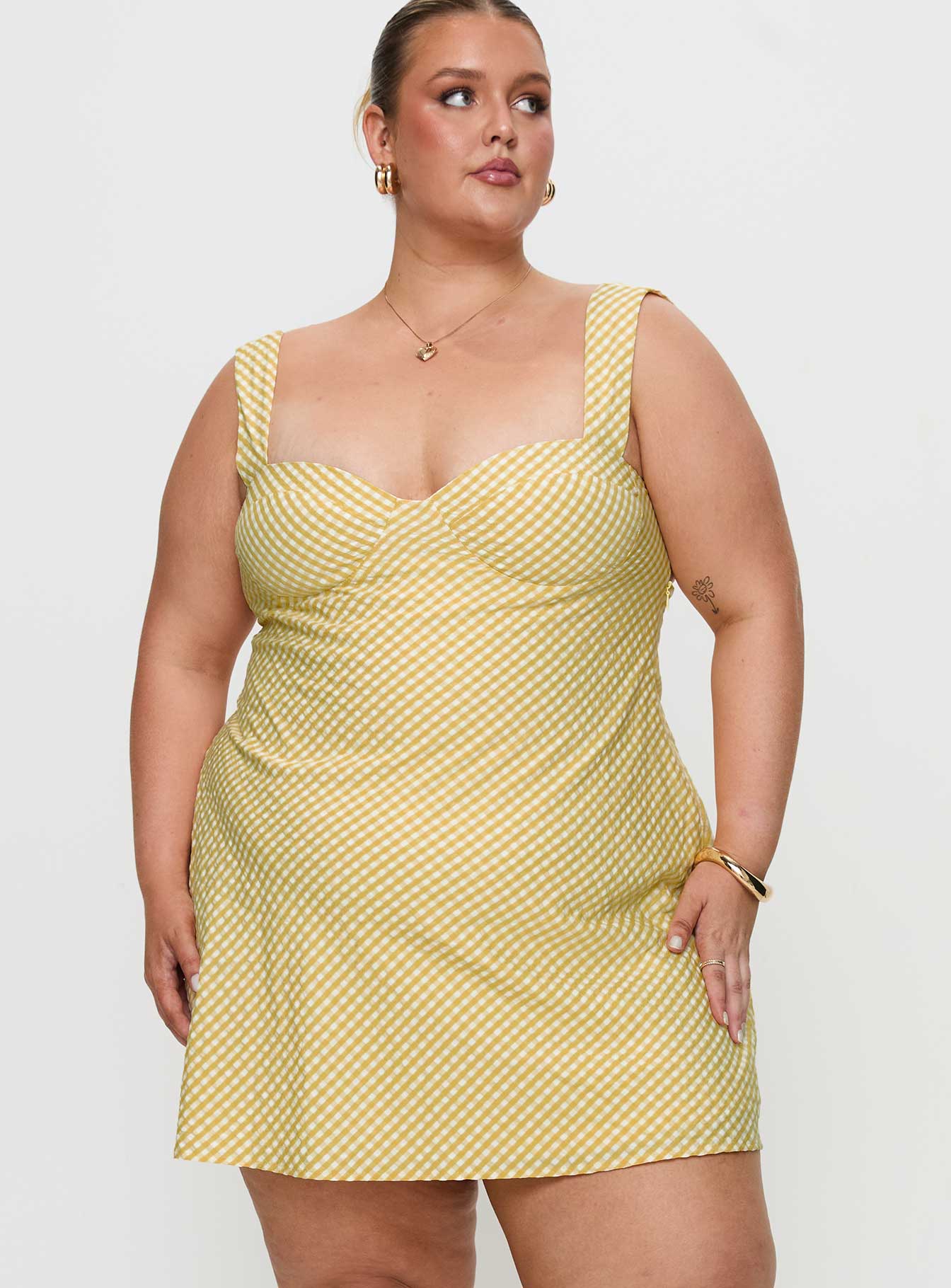 Mcbeath Mini Dress Yellow Curve、mySite、solidvoid