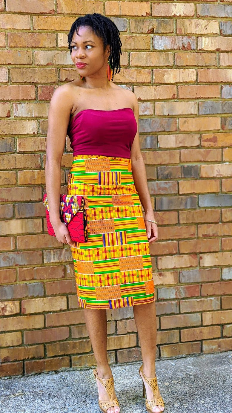 Rosey Kente African Print Wrap Skirt-DP3227W2、mySite、solidvoid