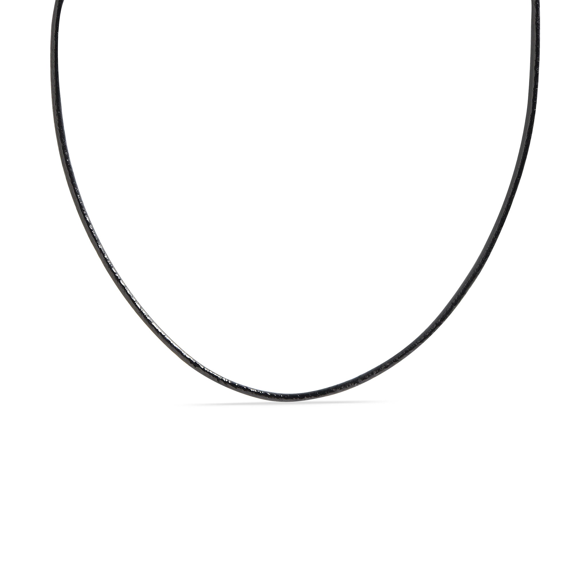 Black Leather Cord Necklace With Stainless Steel Twist Open Clasp / CHJ0113、mySite、dreamappss