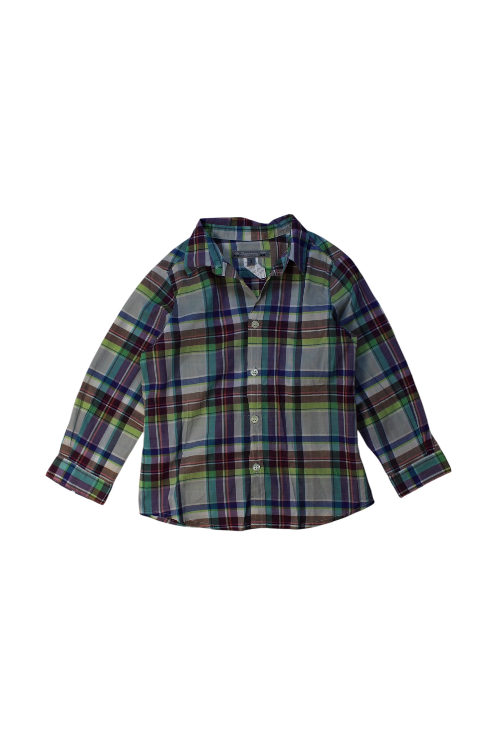 Bonpoint Checkered Long Sleeve Shirt 3T、mySite、g9winljtr