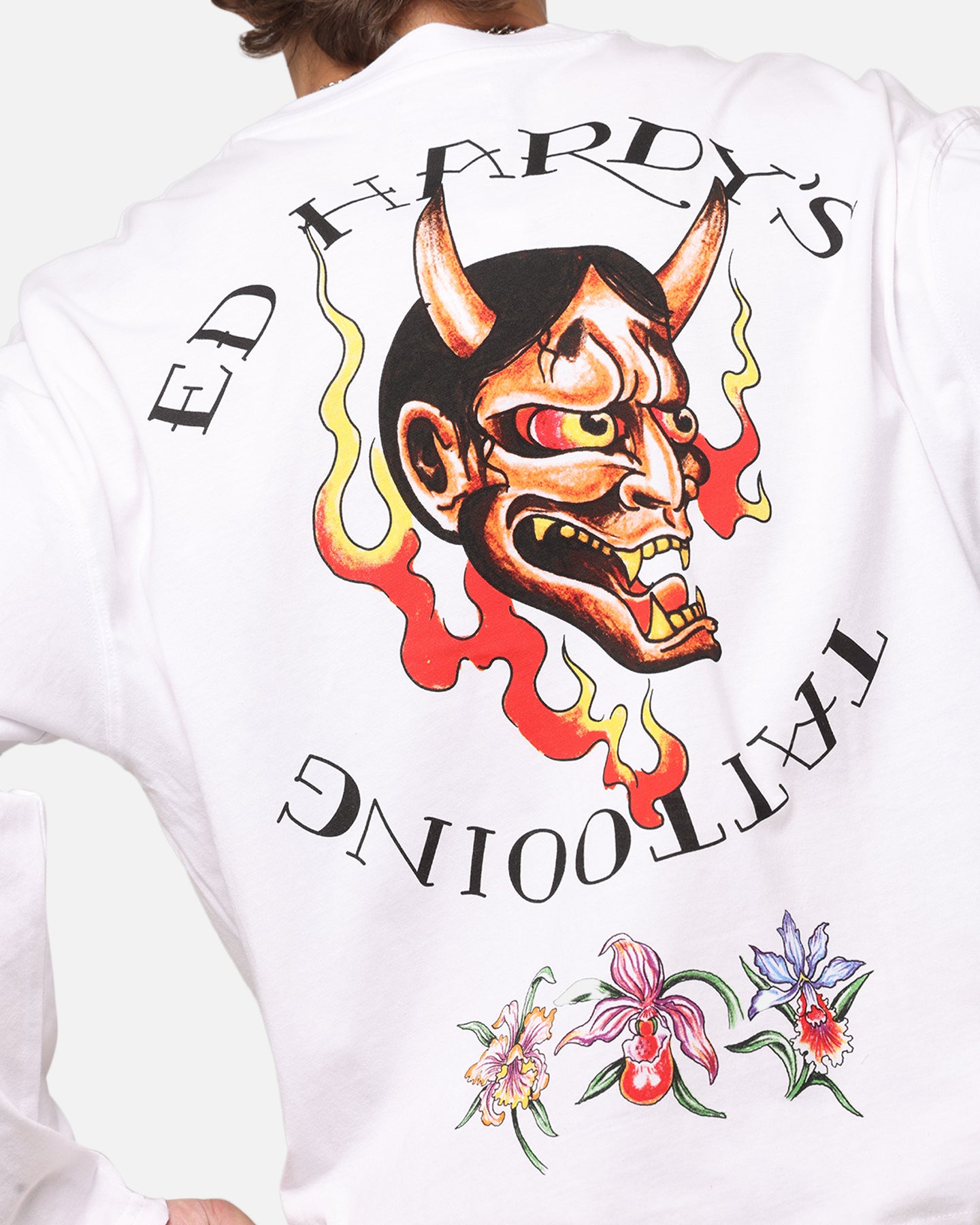 Ed Hardy Ed's Tattooing Long Sleeve T-Shirt Off White、mySite、zt4zffjzw