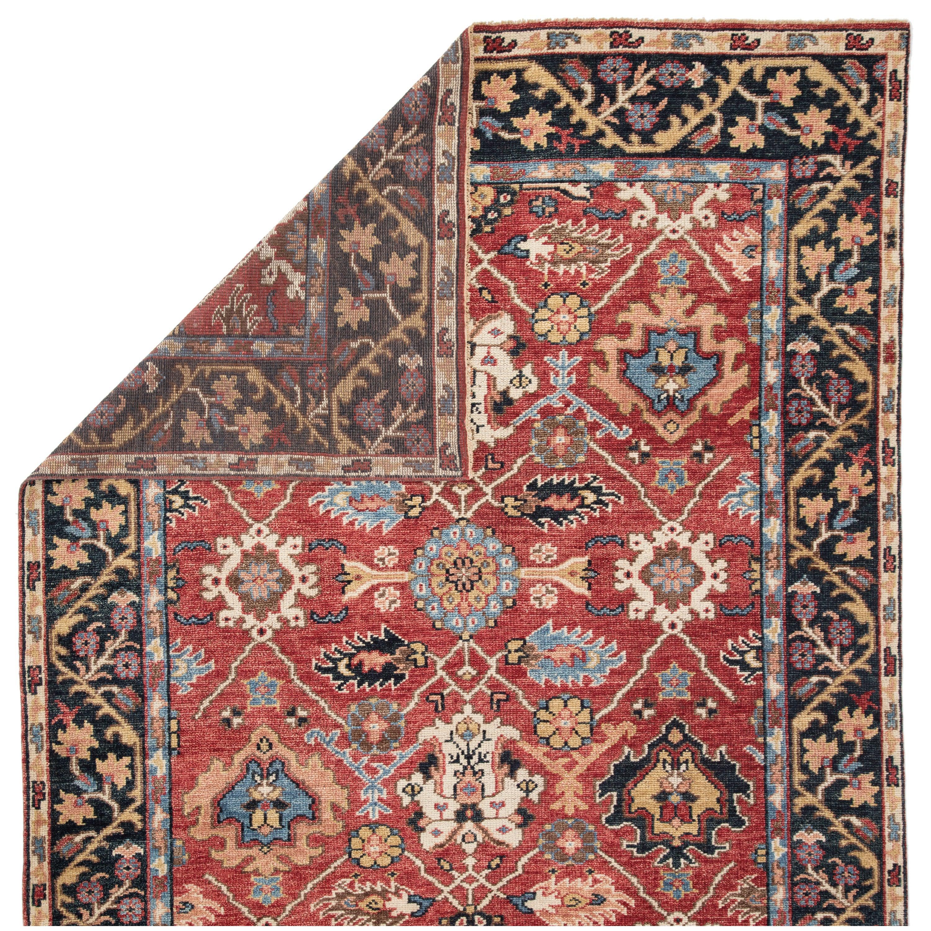 Aika Hand-Knotted Medallion Red Multicolor Area Rug、mySite、gigharbornorthrealestate