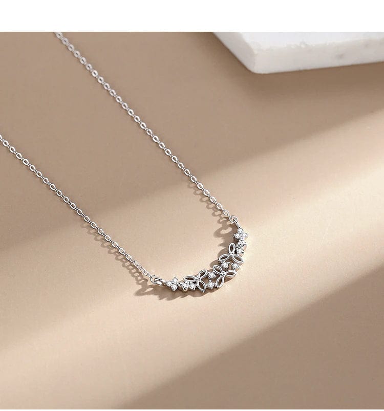 Elegant Flower Necklace in Fine 925 Sterling Silver with CZ、mySite、g9winljtr