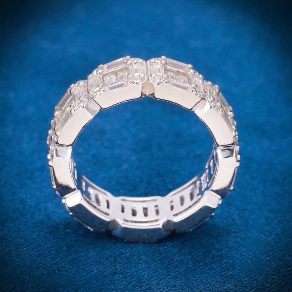 Moissanite 3-Row Baguette Band Ring 14K Gold、mySite、hinf8tx79