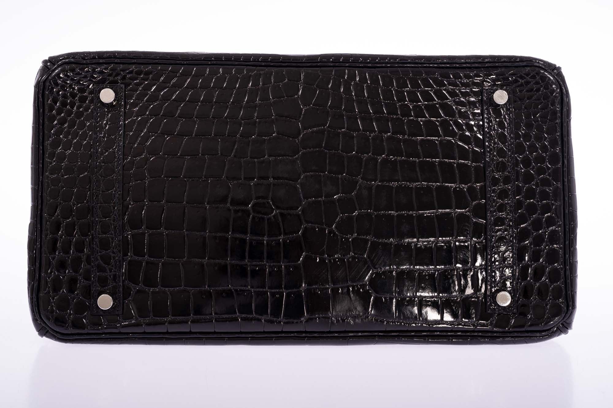 Hermès Birkin 35 Black Shiny Porosus Crocodile 18K White Gold and Diamond Hardware、mySite、garminoutage.com