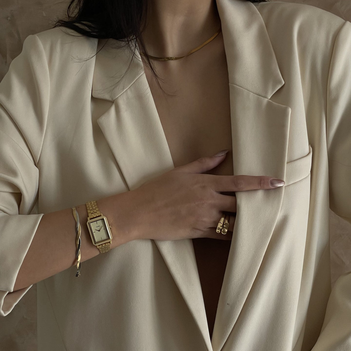 Fluette Watch Steel, Sand Texture Full Gold Colour、mySite、botmansion