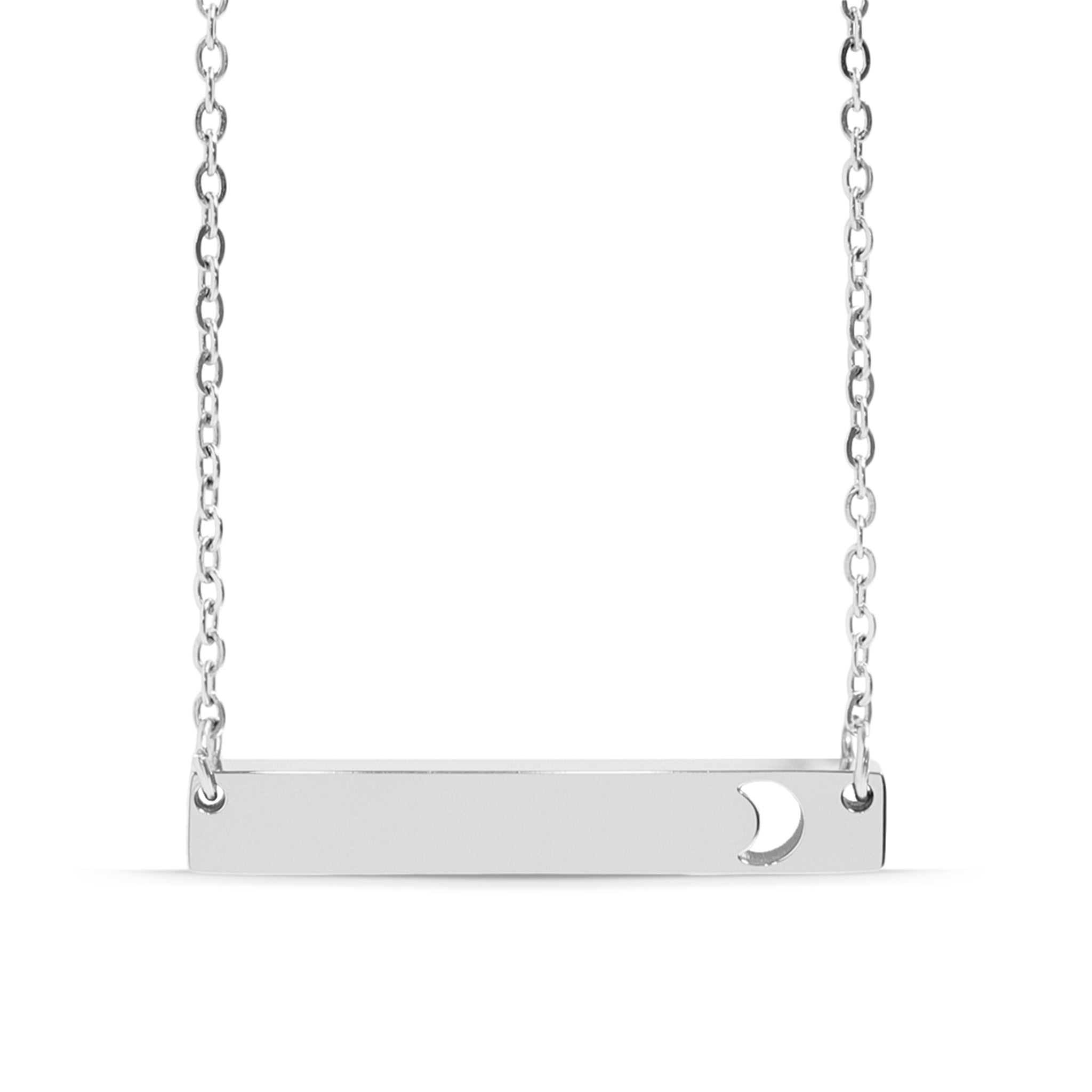 18K Gold PVD Stainless Steel Moon Cutout Horizontal Bar Necklace / SBB0154、mySite、dreamappss
