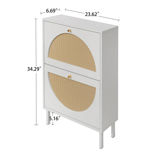 2 Door Shoe Rack, Rattan, Double Layer, Suitable for Living Room, Hallway、、casual