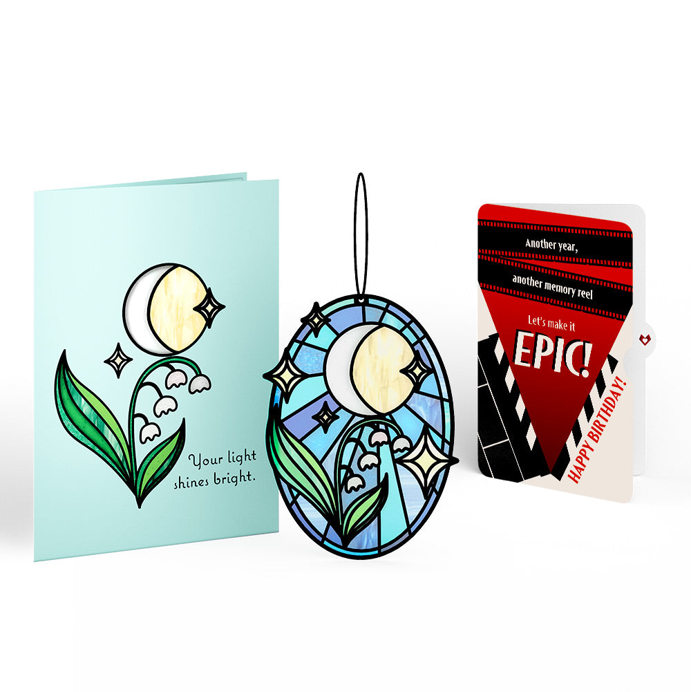 Shine Bright Twilight Bloom Birthday Suncatcher Card and Epic Reel Sentiment Set、mySite、solidvoid