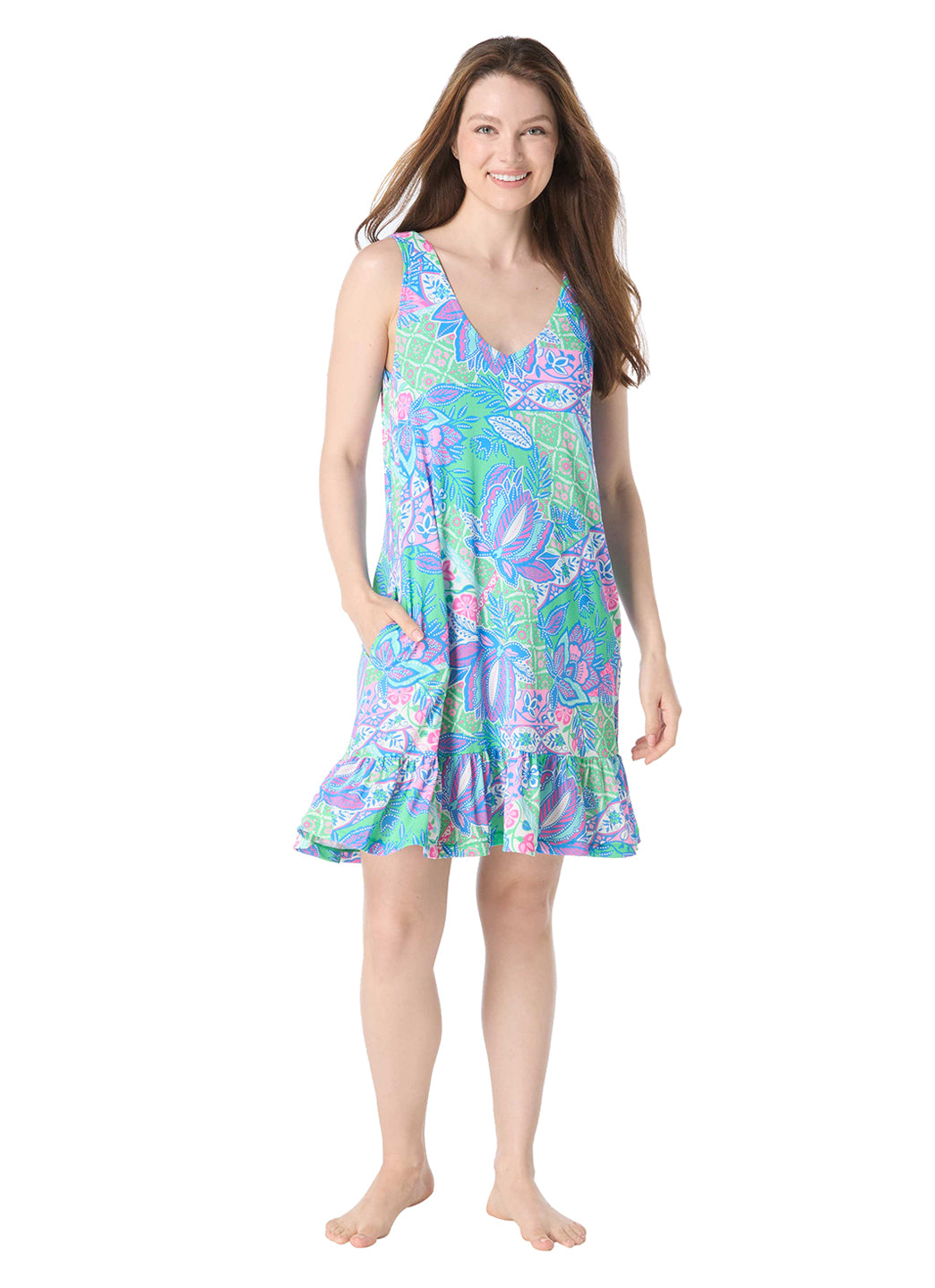 Beach House Women's Estate Mosaic Anna Sleeveless Cover Up Dress、mySite、noshort