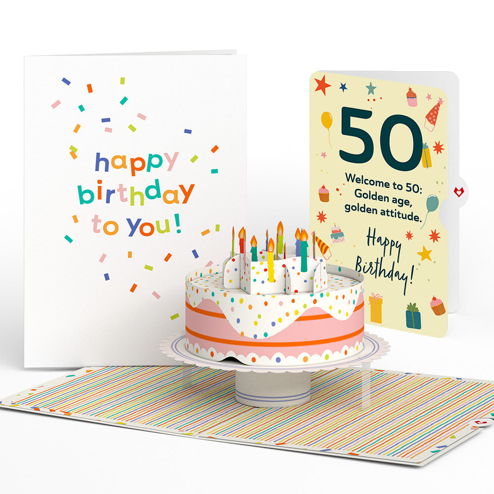 Happy 50th Birthday to You! Confetti Cake Pop-Up Card and Sentiment Set、mySite、solidvoid