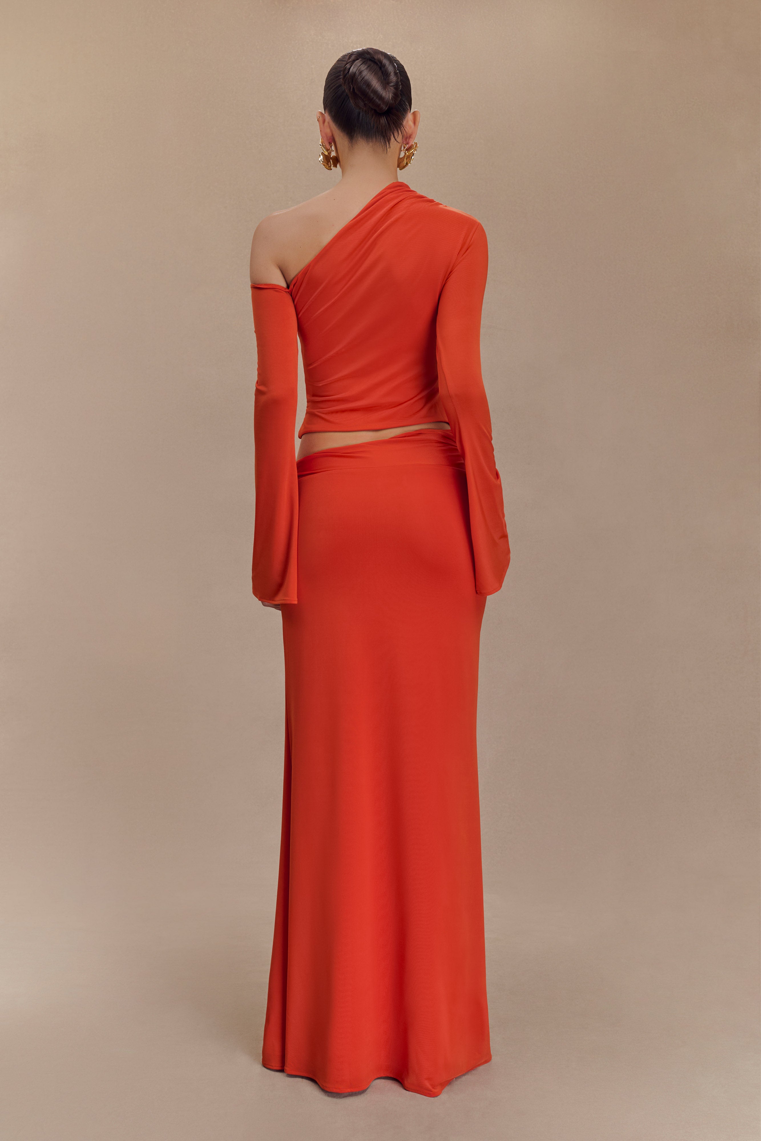 Ainsley Asymmetrical Maxi Skirt With Floral Hardware - Burnt Orange、mySite、solidvoid