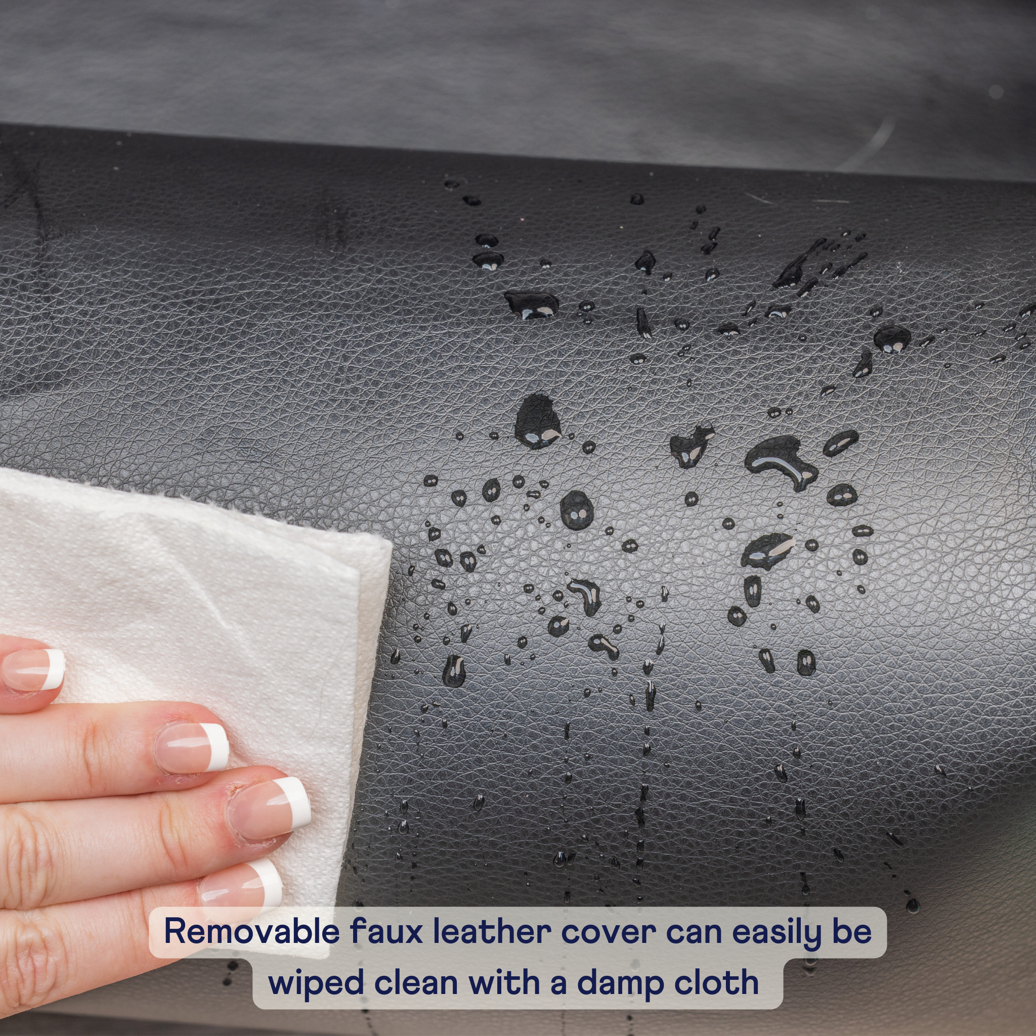 PupProtector™ Faux Leather Memory Foam Dog Car Bed - Black、mySite、solidvoid