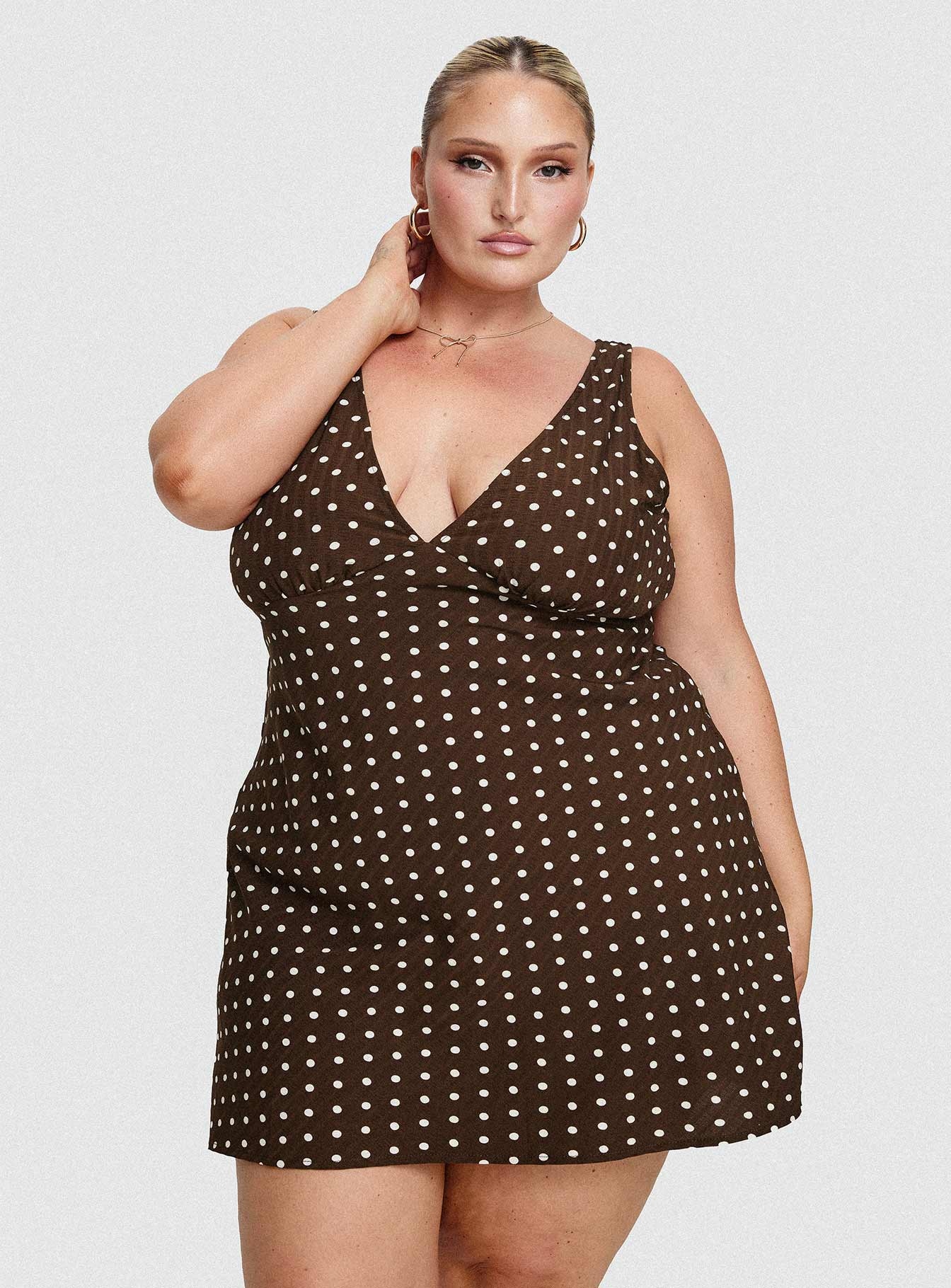 Nellie Mini Dress Brown Polka Dot Curve、mySite、solidvoid
