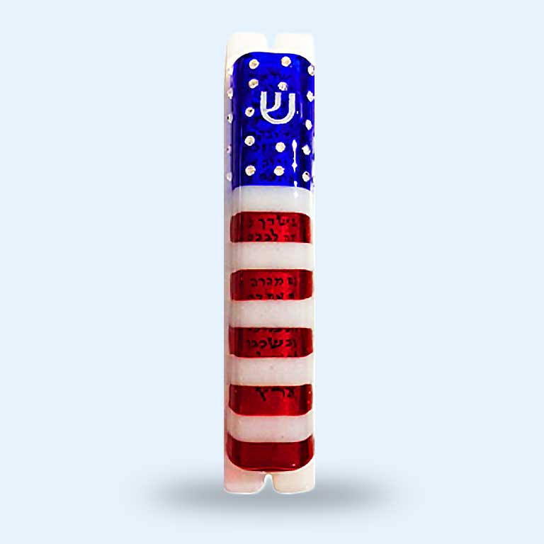 Glass American Flag Swarovski Crystal Mezuzah by Sandi Katz、mySite、topwebapps