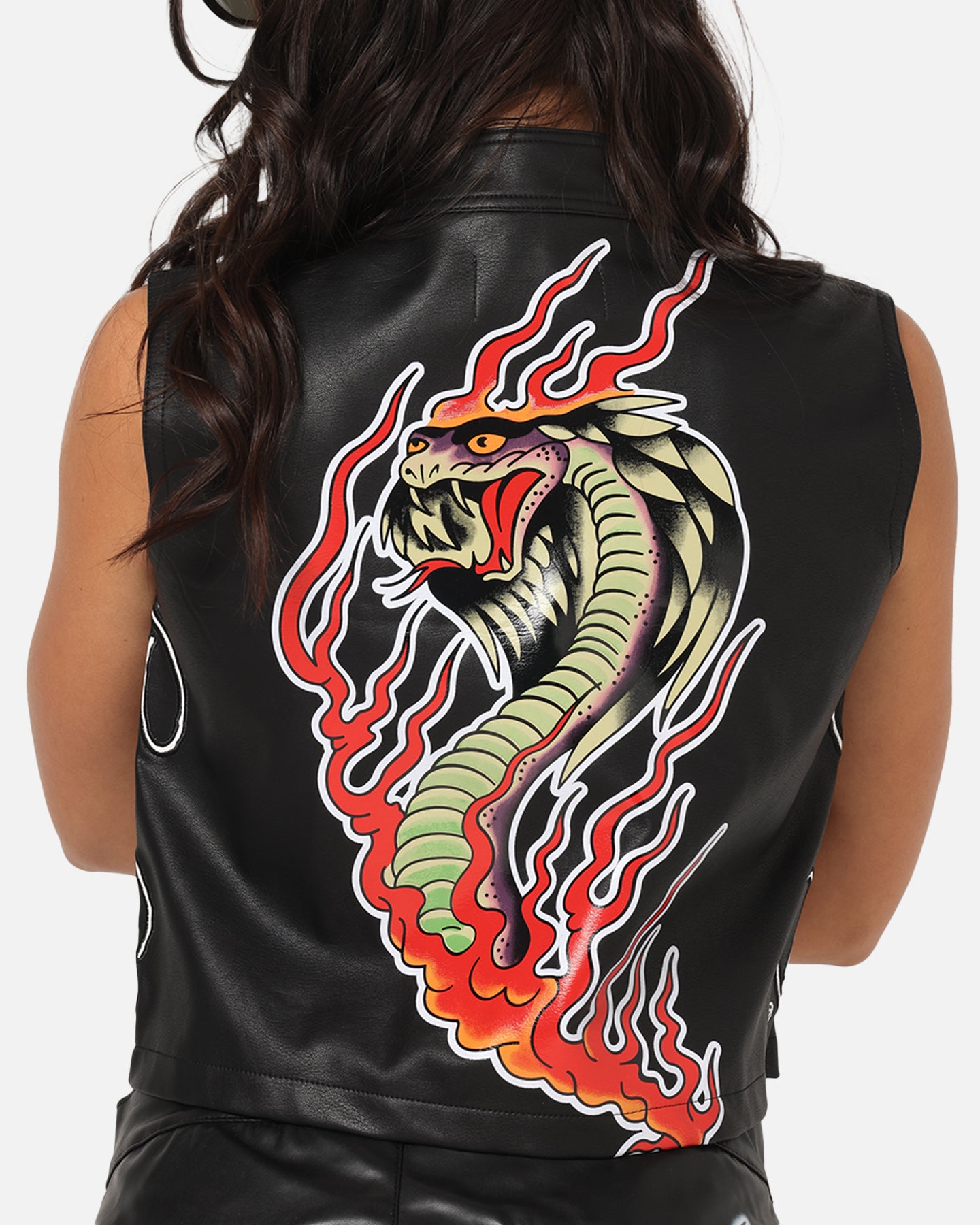 Ed Hardy Women's Vegan Leather Biker Vest Black、mySite、zt4zffjzw