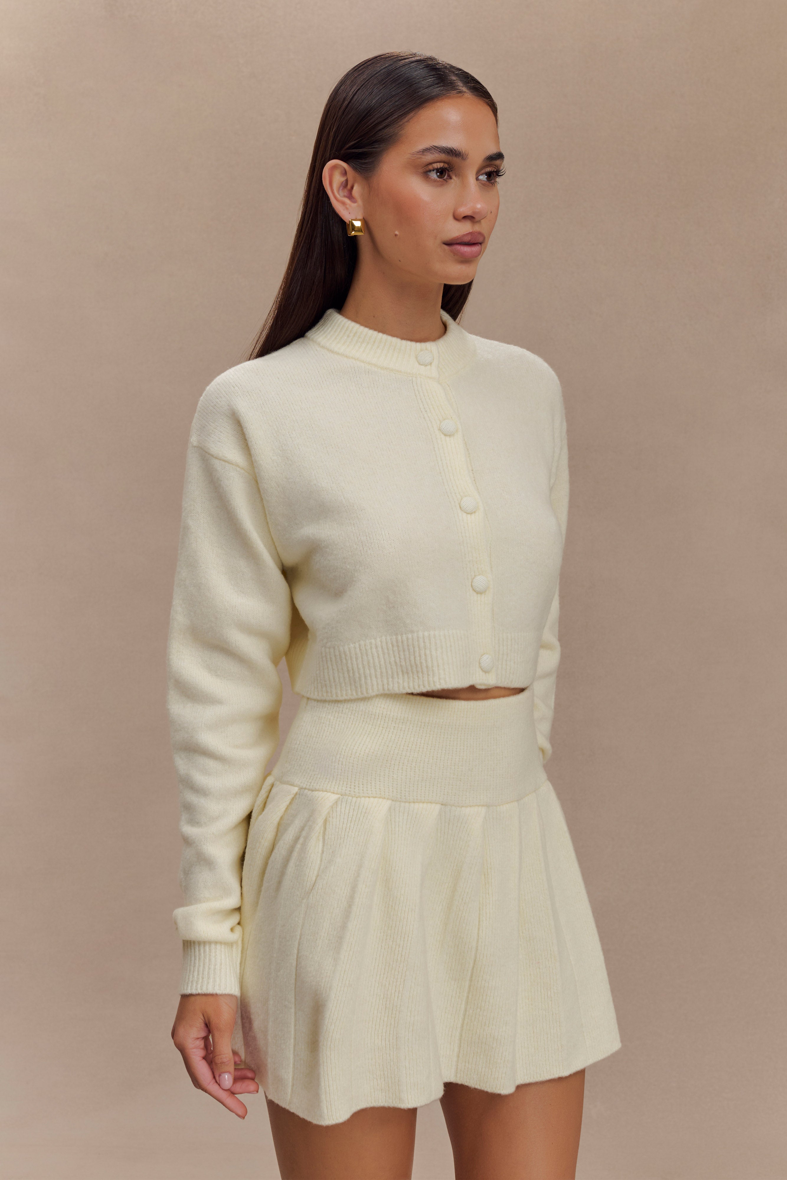 Shelby Knit Cardigan - Ivory Marle、mySite、solidvoid