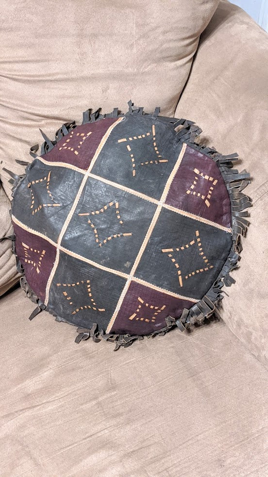 Hand-made Leather African throw-pillow cover-DPARTTP09、mySite、solidvoid