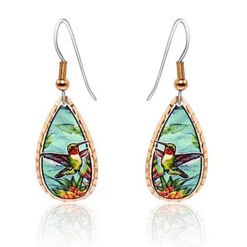 Handmade Copper Hummingbird Teardrop Earrings、mySite、g9winljtr