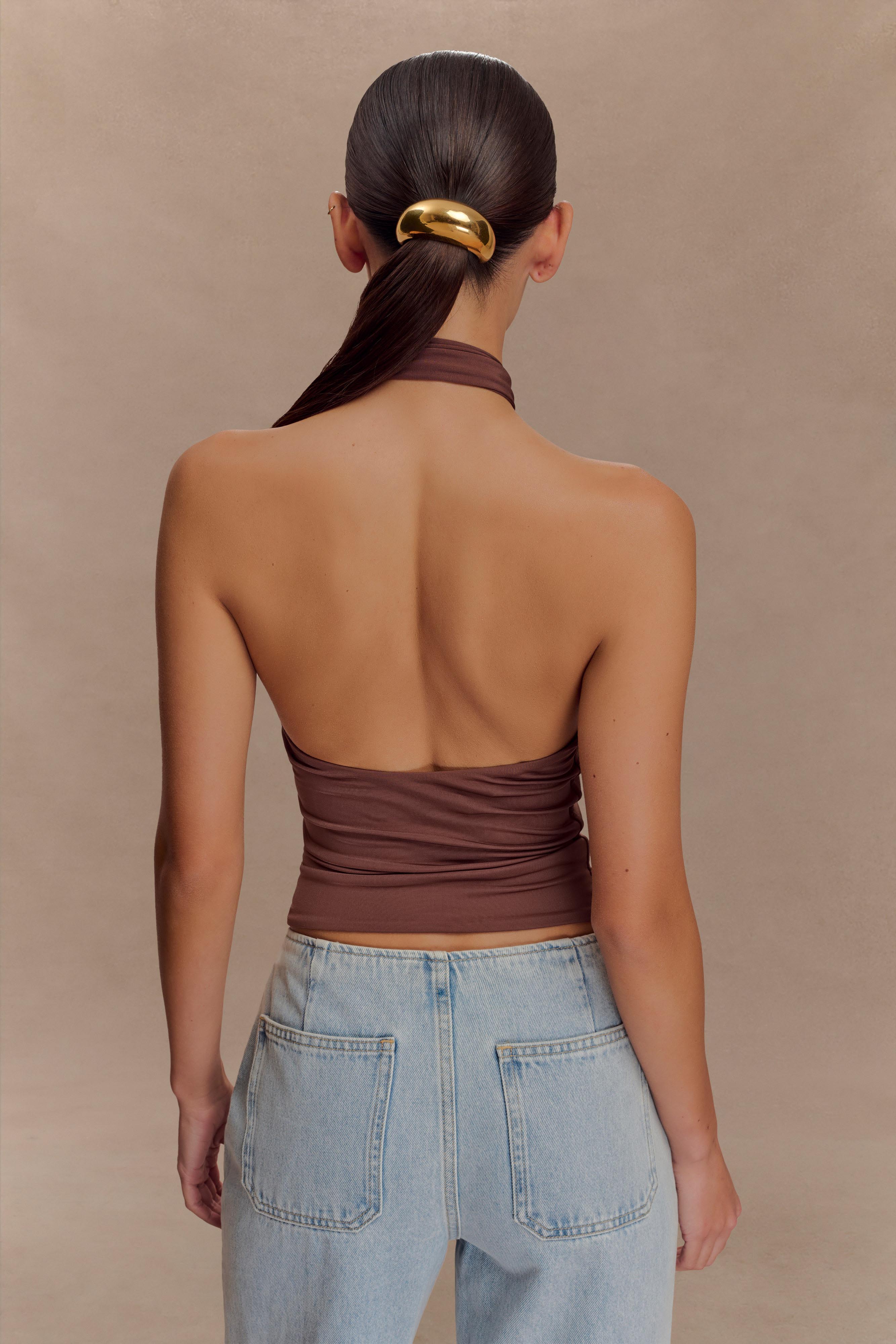 Mariposa Slinky Halter Top - Chocolate、mySite、solidvoid