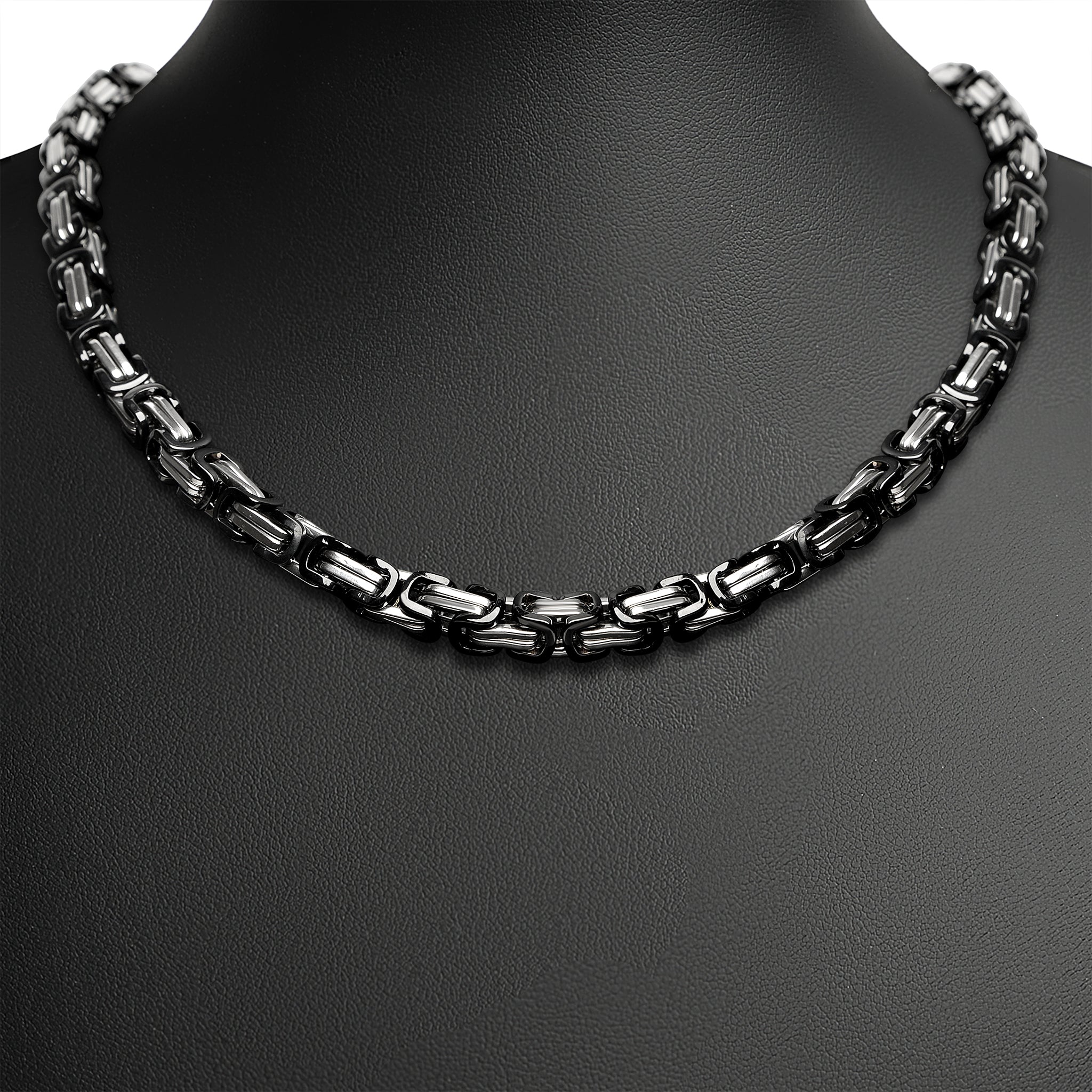 Stainless Steel And Black Byzantine Chain Necklace / CHN8505、mySite、dreamappss