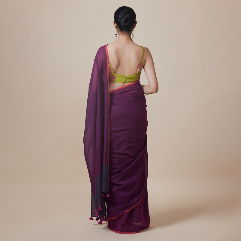 Cotton Solid Saree with Blouse | Purple、mySite、camillekostekn