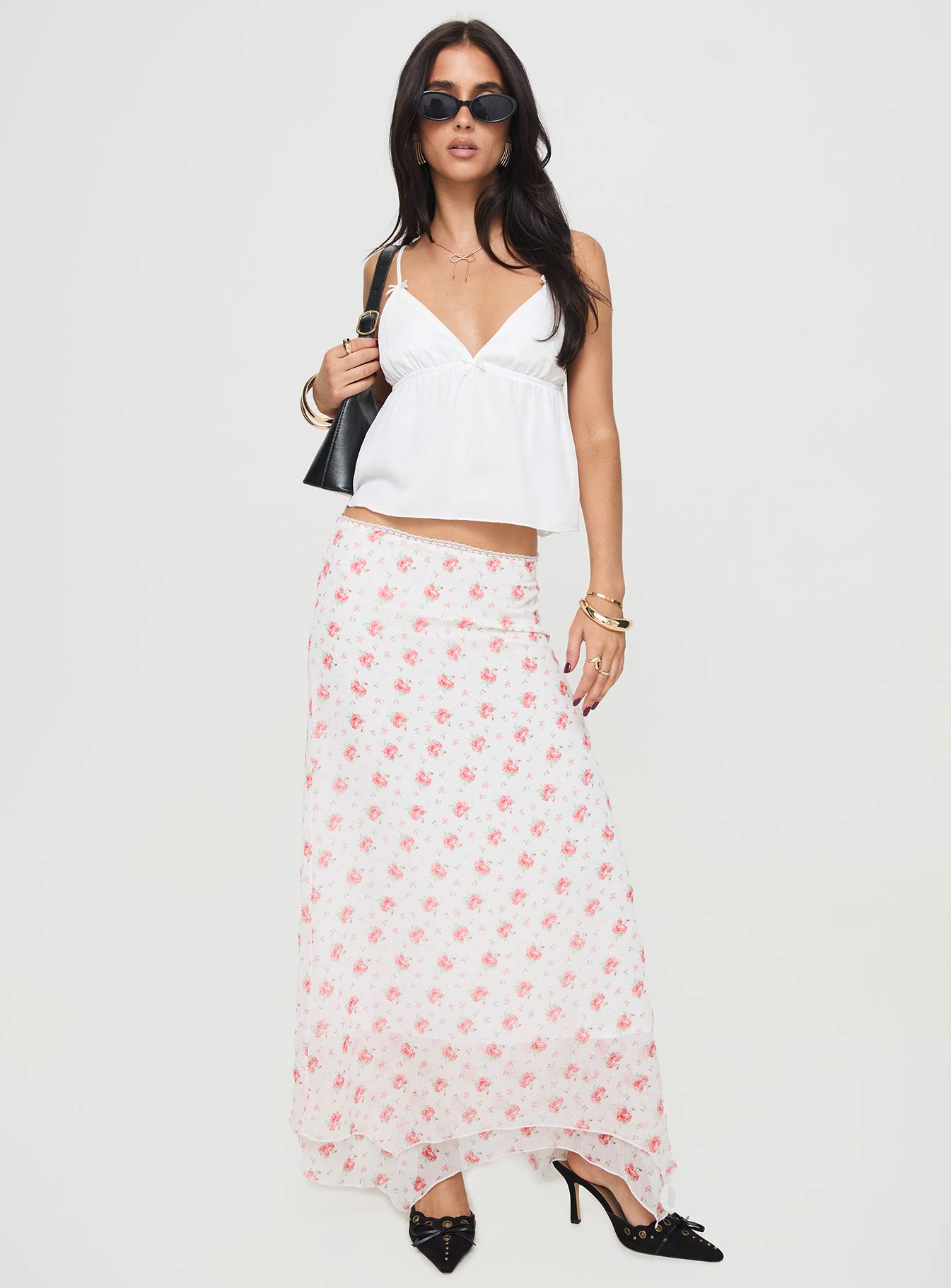 Dancing In A Field Maxi Skirt Pink Floral、mySite、solidvoid