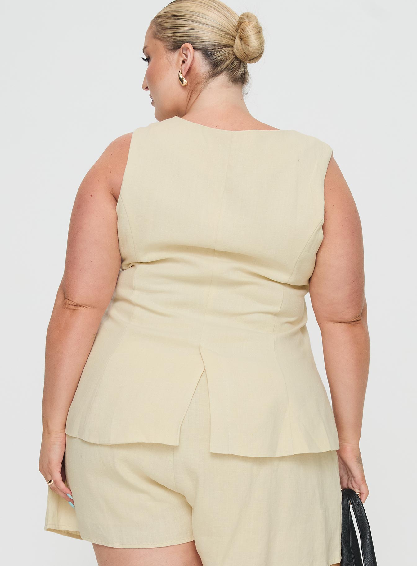 Days With You Linen Blend Vest Top Sand Curve、mySite、solidvoid