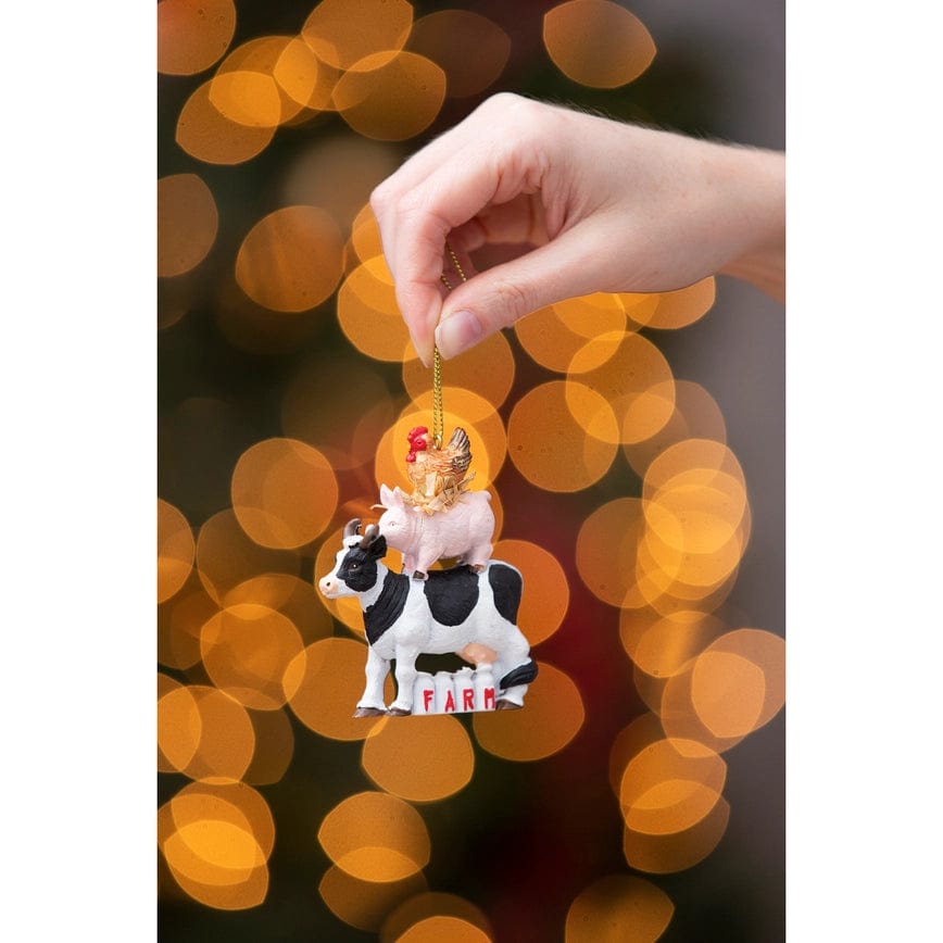 Stacked Farm Animal Ornaments Pig Cow Rooster & Bless Our Farm Rooster、mySite、g9winljtr