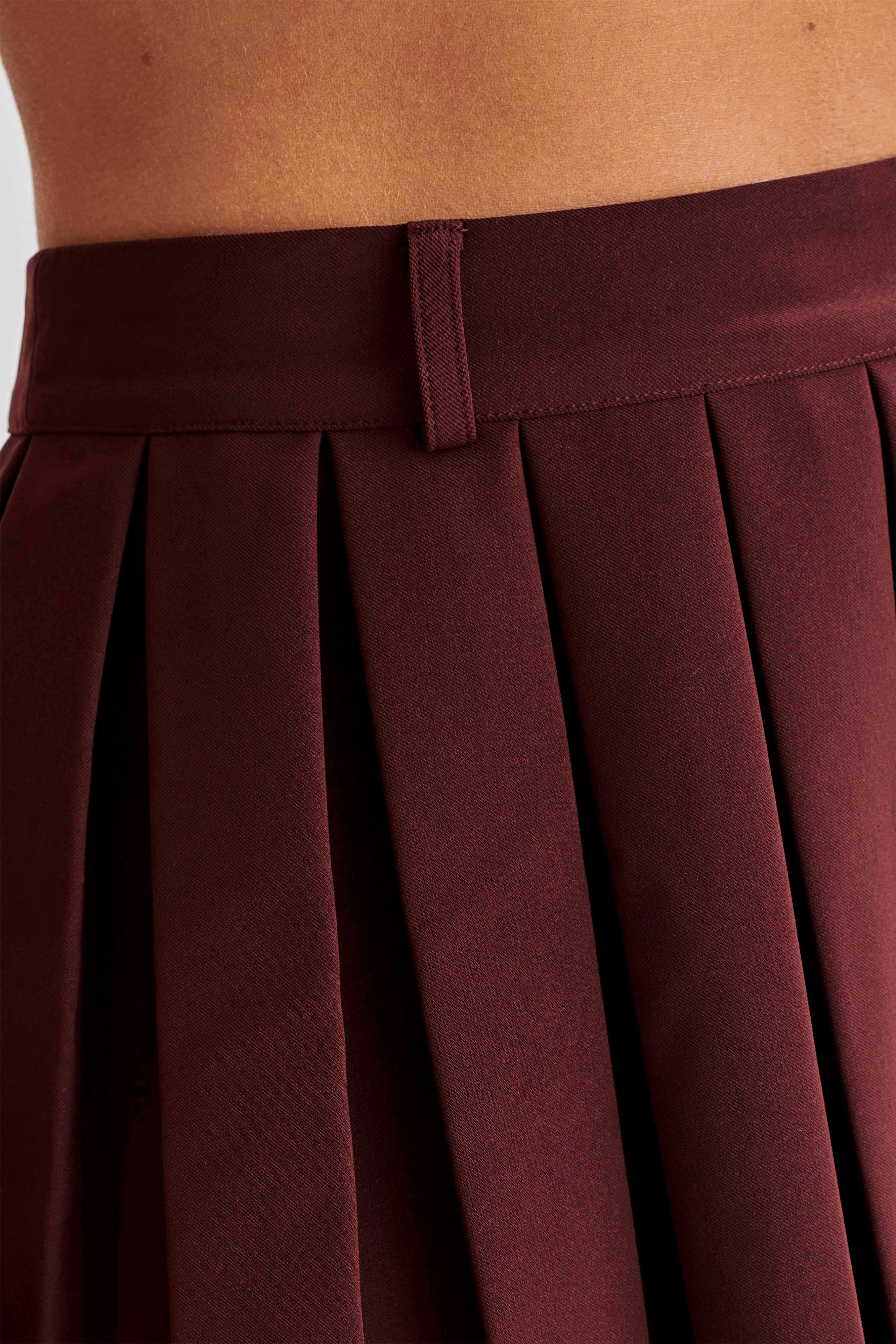 Mura Pleated Mini Skirt - Plum、mySite、solidvoid