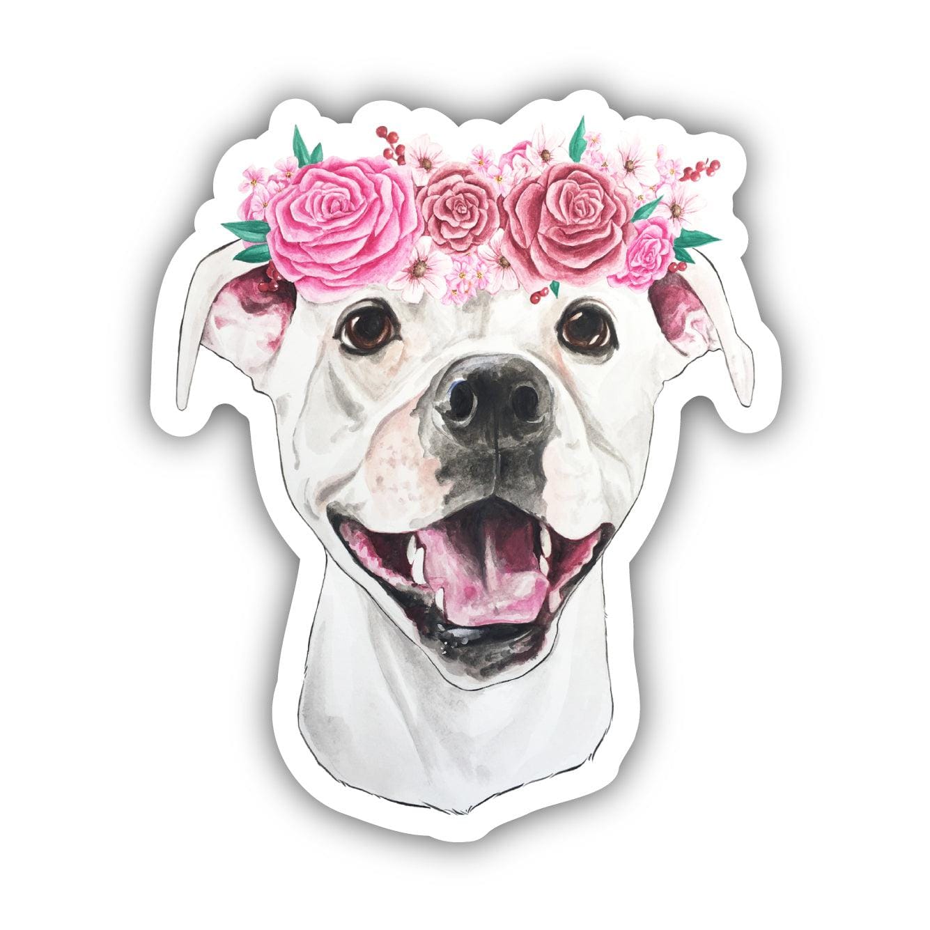  Pit Bull With Flower Crown Sticker、mySite、elrpsem3k