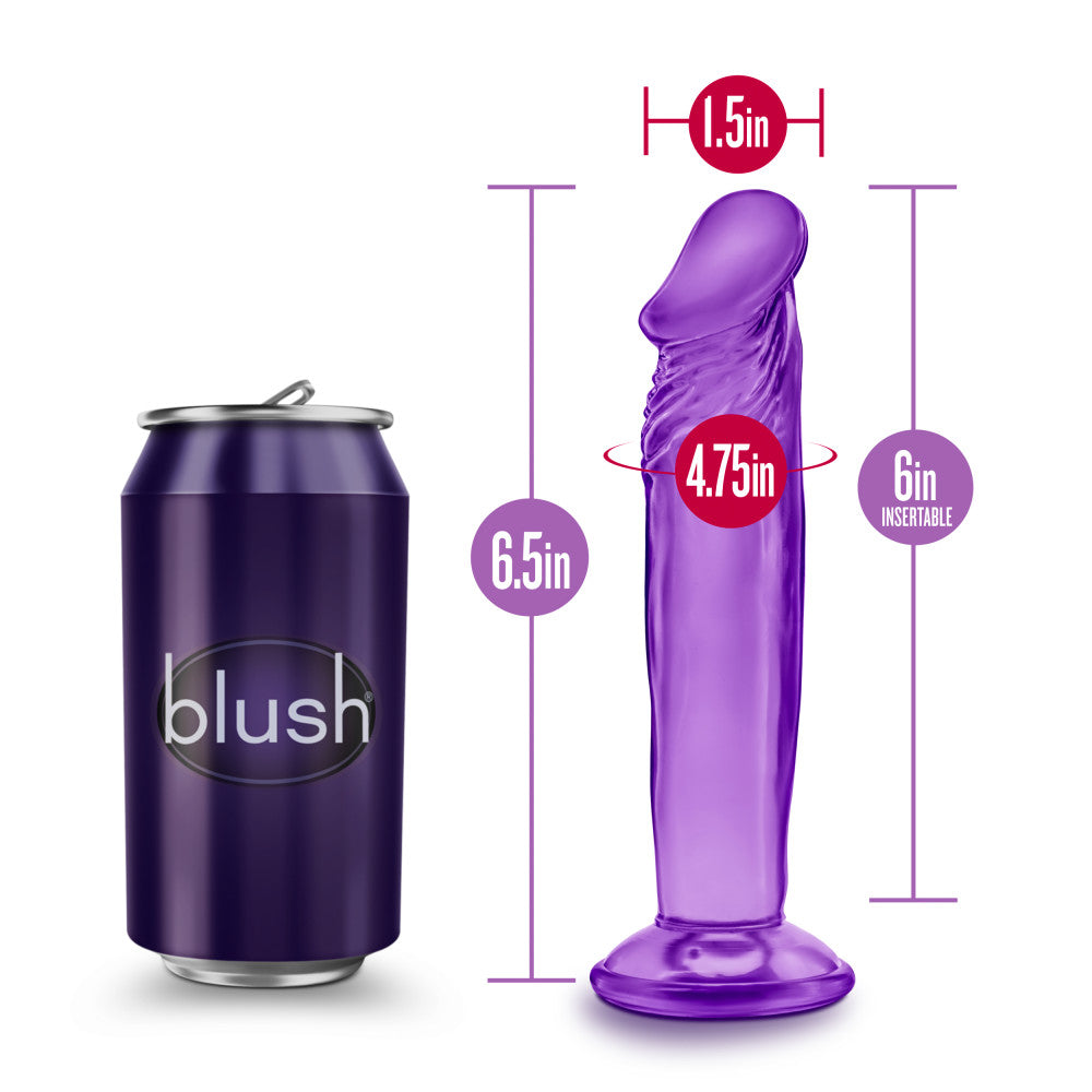 B Yours By Blush® | Sweet N' Small 6.5 Realistic Purple 6.5-Inch Long Dildo With Suction Cup Base、mySite、bottomscart