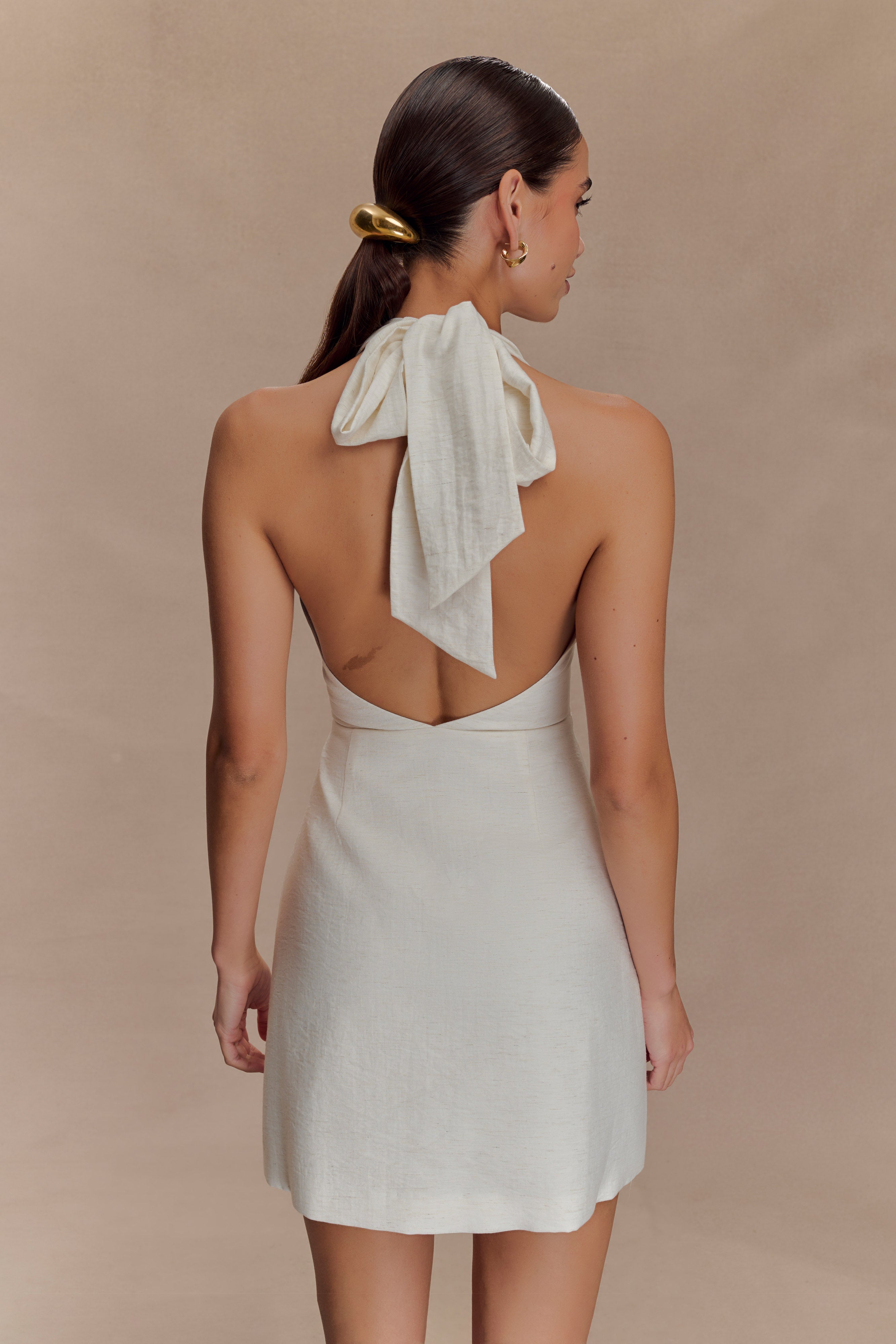 Anya Linen Halter Mini Dress - Oat Marle、mySite、solidvoid