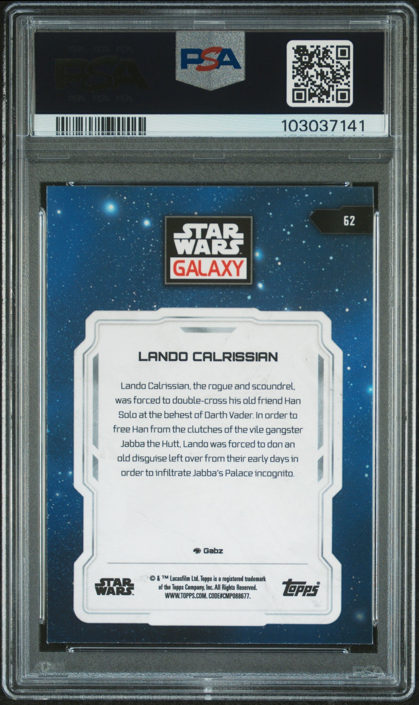 Lando Calrissian #62 Mini Diamond PSA 10 Topps Chrome Star Wars Galaxy 2024、mySite、waistdrama