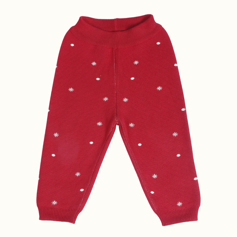 Cotton Reindeer Jacquard Sweater, Lower & Cap Set | Cherry Red | Set of 3、mySite、camillekostekn