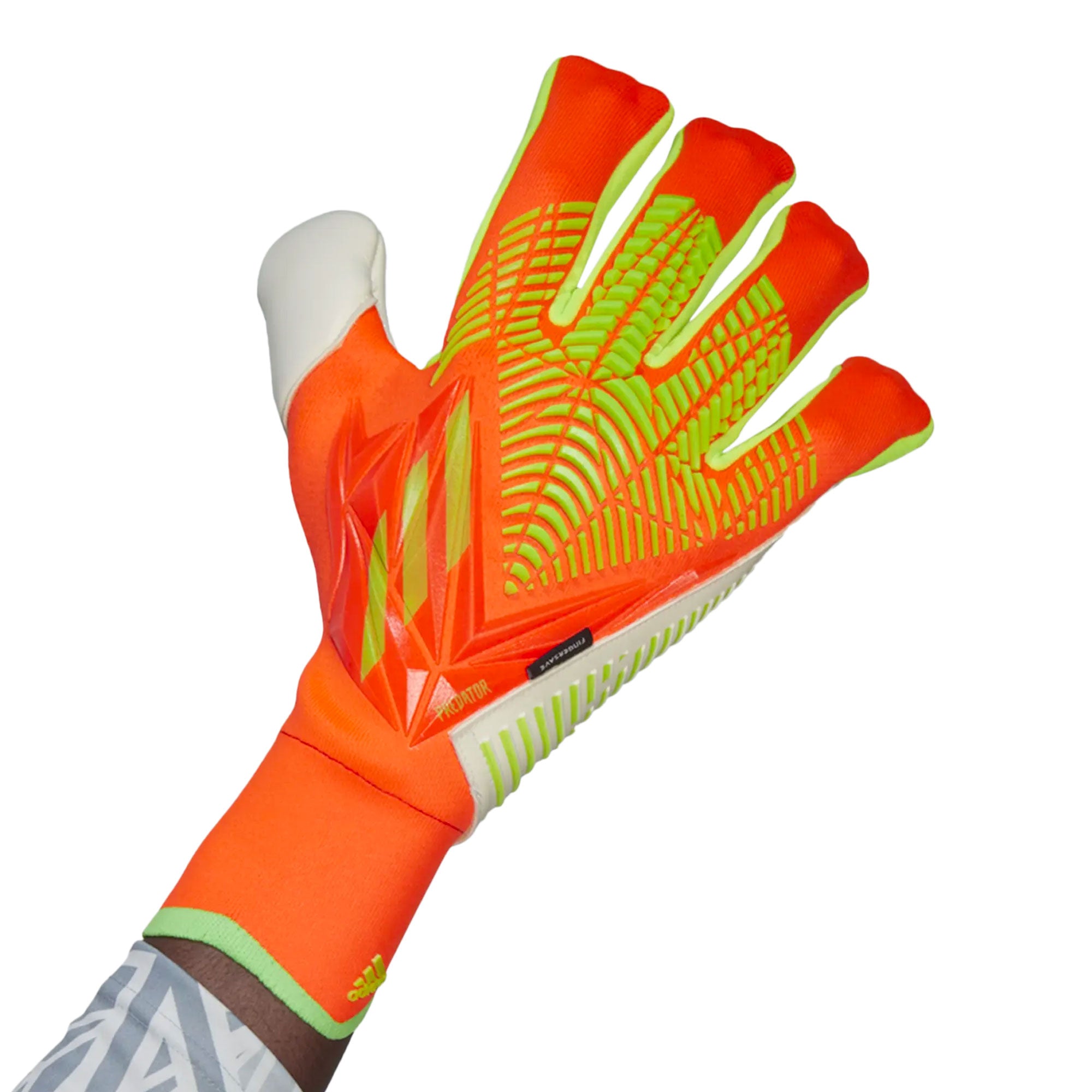 adidas Men's Predator Edge Pro Fingersave Goalkeeper Gloves Solar Red/Solar Green、mySite、noshort