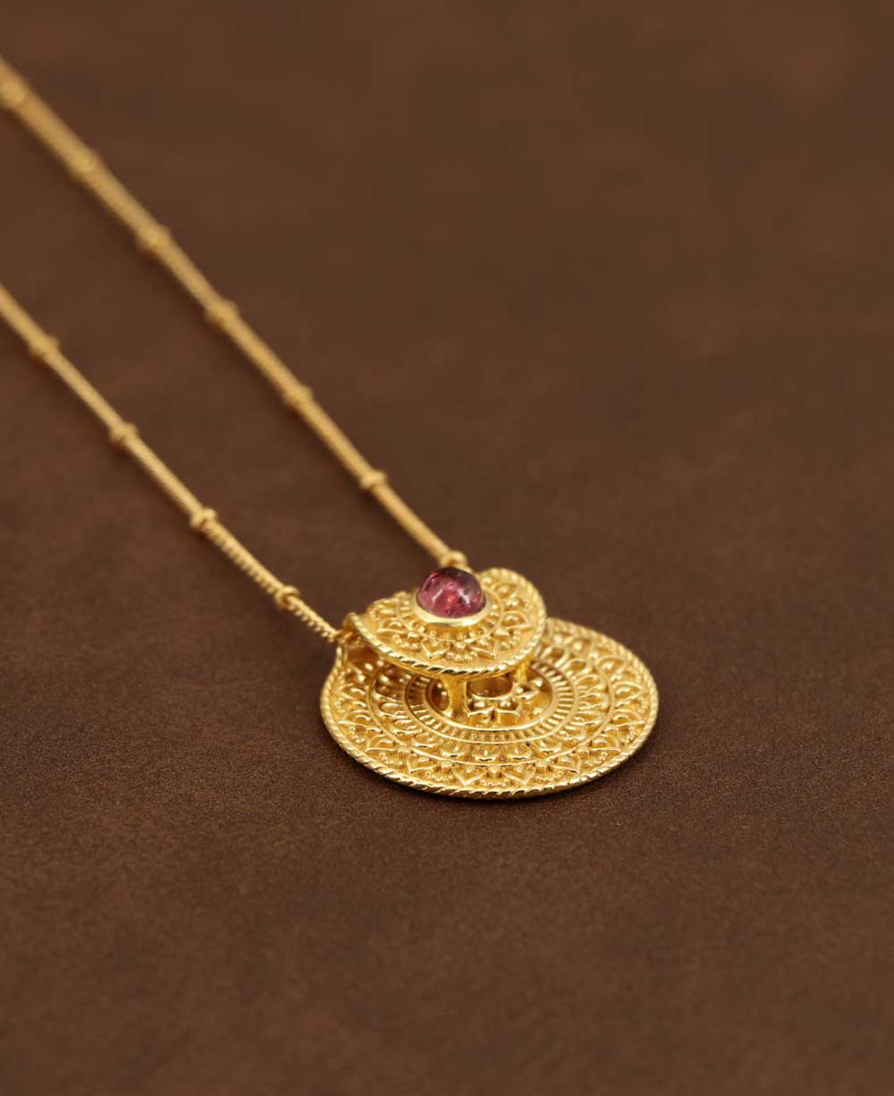 Inspirational Gold Plated Mandala Necklace with Tourmaline Stone、mySite、topwebapps
