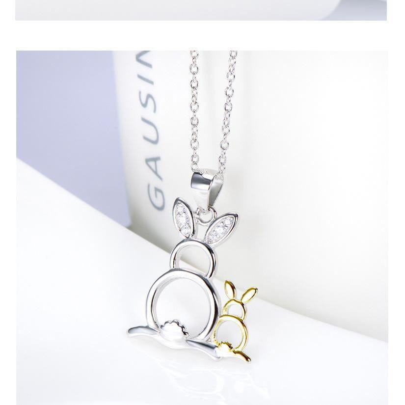 Sterling Silver Bunny Rabbit Necklace with Pair of CUTE Rabbits!、mySite、g9winljtr
