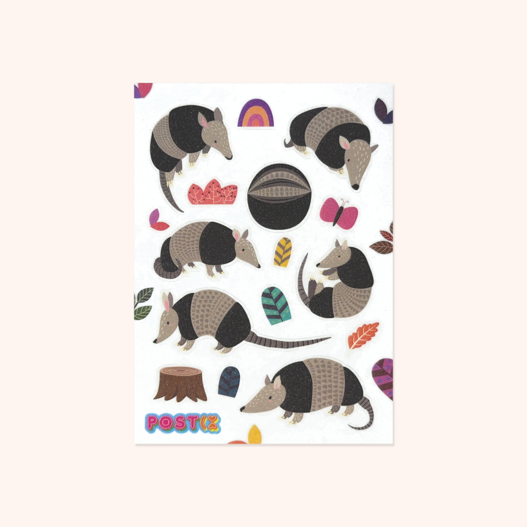  Armadillo Armadoodles Glitter Sticker Sheet、mySite、ghnorth
