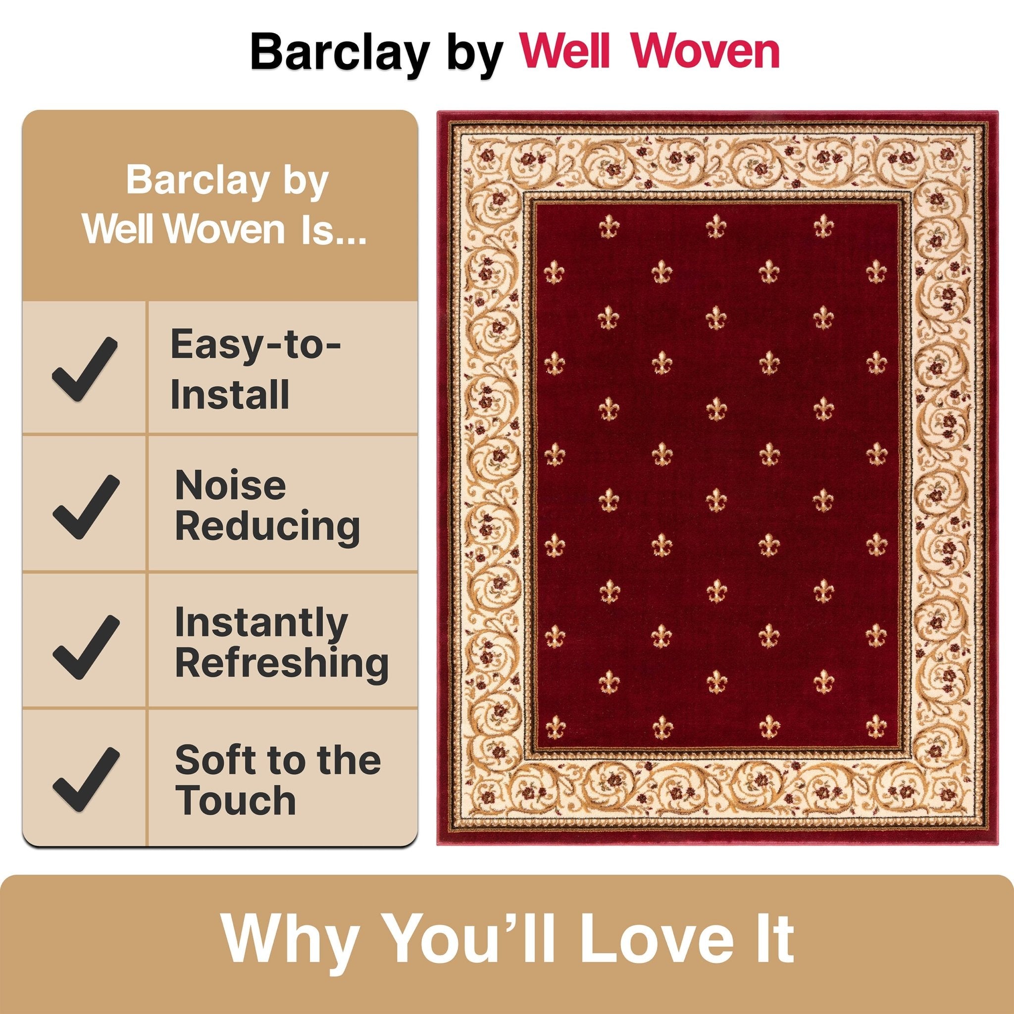 Fleur de Lis Elegance Easy to Clean Rug、mySite、gigharbornorthrealestate