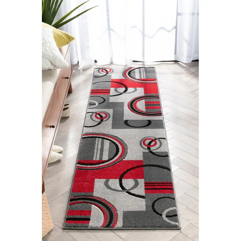Galaxy Waves Grey Red Modern Geometric Rug、mySite、gigharbornorthrealestate