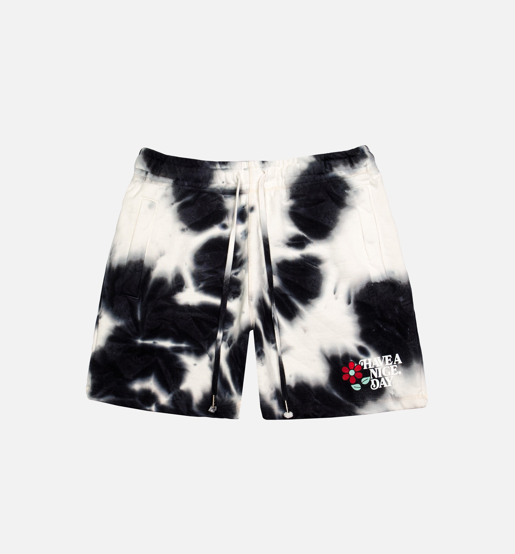 Nice Day Tie Dye Fleece Shorts Mens Shorts - Black/White、mySite、dreamappss