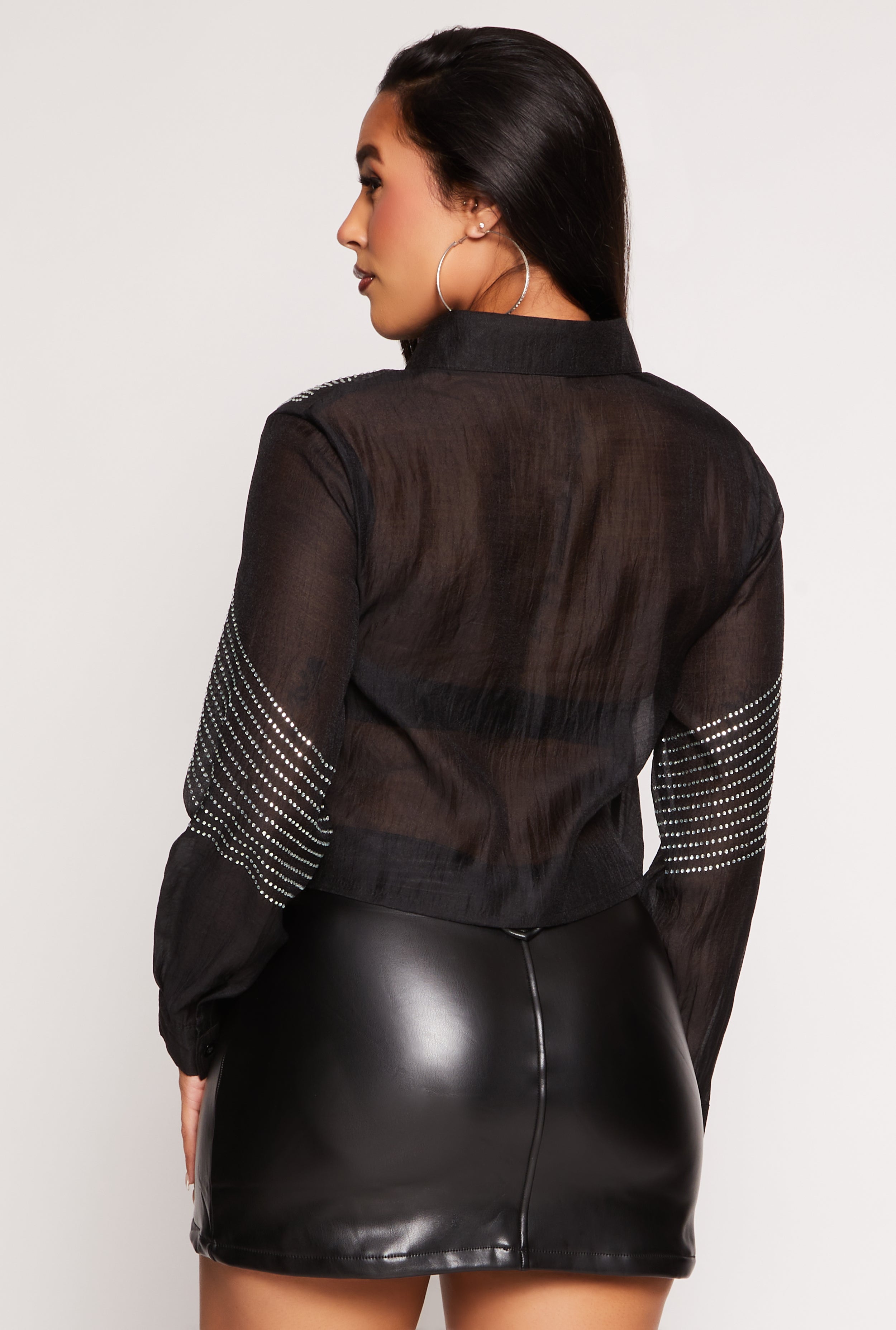 Organza Rhinestone Studded Crop Top、mySite、camillekostekn