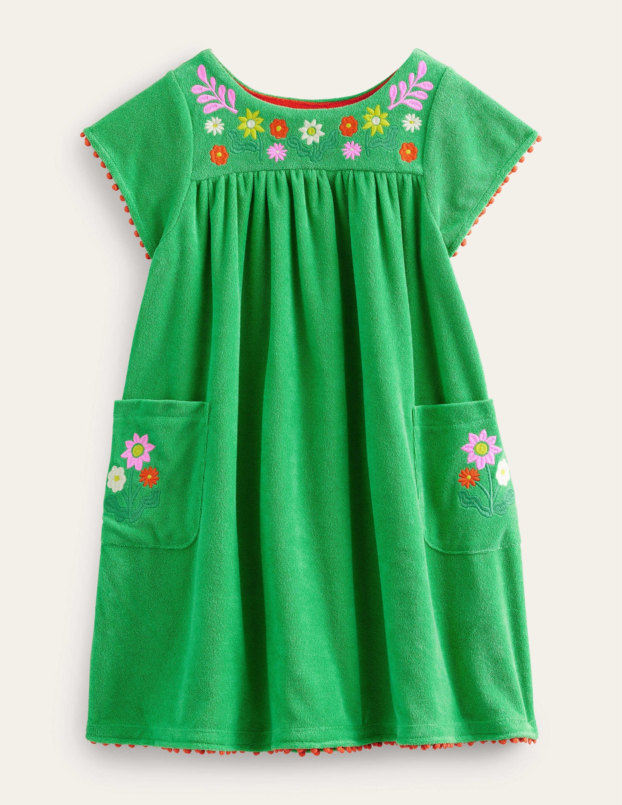  Embroidered Towelling Dress-Aloe Green Flowers、mySite、ashleygrahame